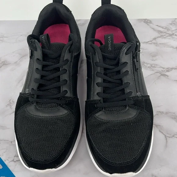 VIONIC Athena Lace Up Sneakers Black White Size 8.5 Casual Walking Support - Picture 2 of 8